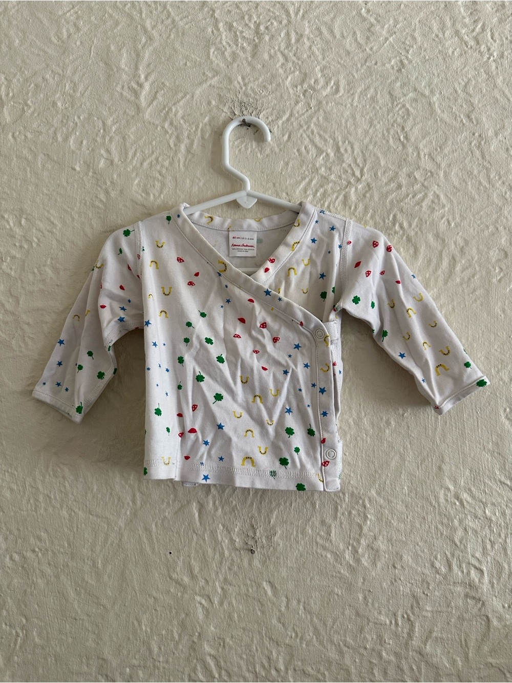 Hanna Andersson Baby Wiggle Top Lucky Pattern Horseshoes Shamrocks Mushroom FLAW